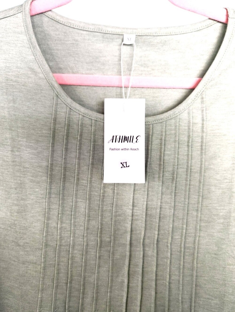 ATHMILE Women’s Long Sleeve Pintuck Front Top Scoop Neck Sage Green NWT Size XL - Picture 5 of 15